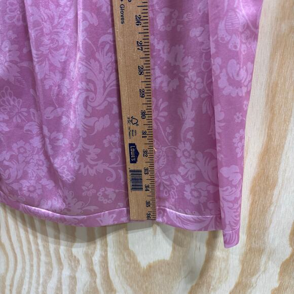 Vintage Vanity Fair Pink Jacquard Nightgown Robe Set Sz L Lace Trim Made in USA - Picture 5 of 7